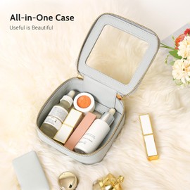 Aveniee Mini Clear Makeup Bag, Small Cosmetic Bags Travel Toiletry Pouch Organizer, TSA Approved Make up Case with Zipper, Car Bag for Essentials,Blue