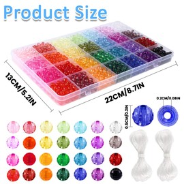 DIYDEC Pack of 1680 Crystal Faceted Beads, 6 mm Crystal Round Beads, Crystal Beads for Necklaces, Bracelets, Earrings, Jewellery Making, DIY Crafts