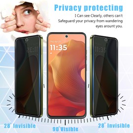 Anbzsign 2+2 Pack for Moto G15 (2025) Privacy Tempered Glass Screen Protector and Camera Lens Protector, Anti-Spy 9H Hardness Case Friendly Film for Moto G15 (2025)