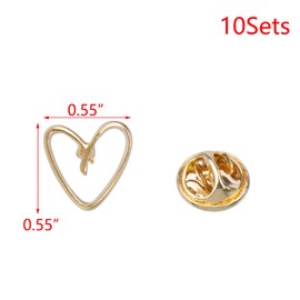 Savagrow 10Sets Gold Heart Shape Modesty Pins Hardware Brooch Pins Decorative Dainty Pins for Scarf, Bag, Dress, Lapel
