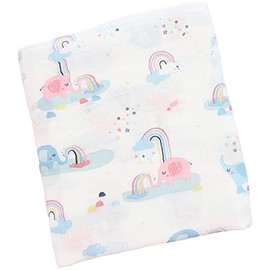 Baby Swaddle Wrap, Organic Bamboo and Cotton Large Blanket 120 x 110cm (Elephants)