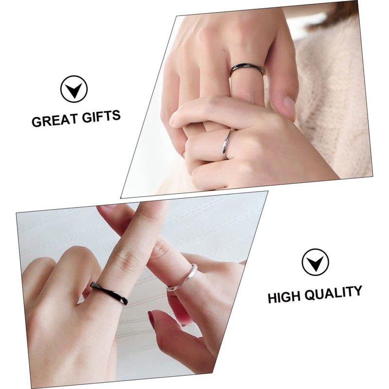 Baluue Stylish Silver Couple Ring Open Design Finger Jewelry for
