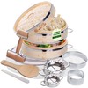 2-tier 10" Bamboo Steamer with Reinforcement & Handle, Reusable Silicone