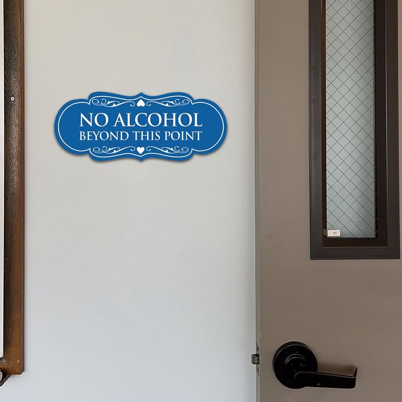 Signs ByLITA Designer No Alcohol Beyond This Point Sign(Brushed Gold)