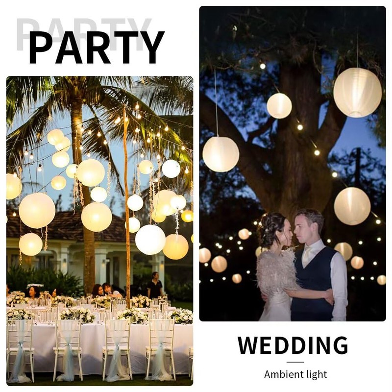 12 Pcs Paper Lantern Lights, Warm White Mini LED Lights