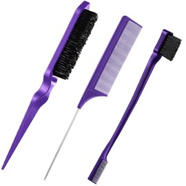 Edges Brush, 3 Stück Sleek Bun Bürste Für Sleek Zopf, Witbicg Teasing Brush Haarbürste Borstenkamm Baby Hair Brush Toupierbürste Babyhaare Geeignet Für Friseur Dame Baby Kind (Lila)