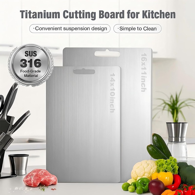 2026 New Stainless Steel Double Sided Chopping Board, Large Double-Sided