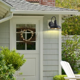 GOALPLUS 10in. Exterior Barn Style Motion Lights with Wall Mount, Dusk to Dawn Outdoor Motion Sensor Gooseneck Lighting Fixture for Farmhouse, Black Barn Porch Wall Lighting for Garage and House