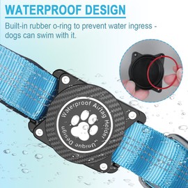Ytanest Reflective AirTag Dog Collar, Waterproof Air Tag Dog Collar Holder, Luminous,Comfortable and Durable Padded Heavy Duty Dog Collars for Small Medium Large Dogs, Blue, M