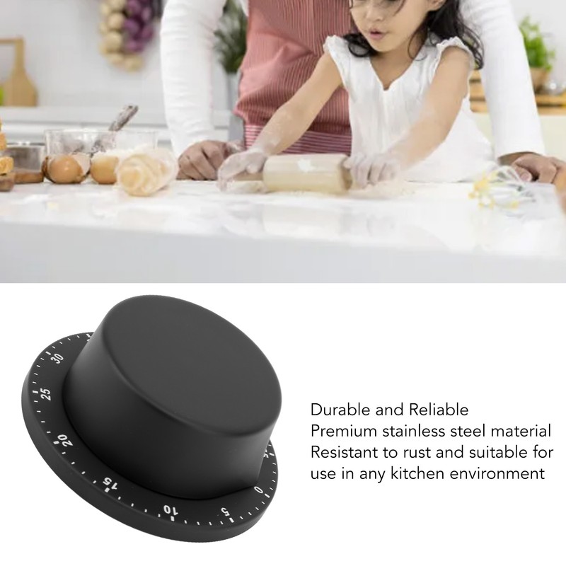 Mechanical Timer Magnetic Stainless Steel Loud Reminder Kitchen Timer for