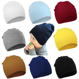 DRESHOW 8 Pieces Baby Beanie Newborn Toddler Soft Cute Knit Hat Hospital Hats for Baby Boys Infant Cap Beanies