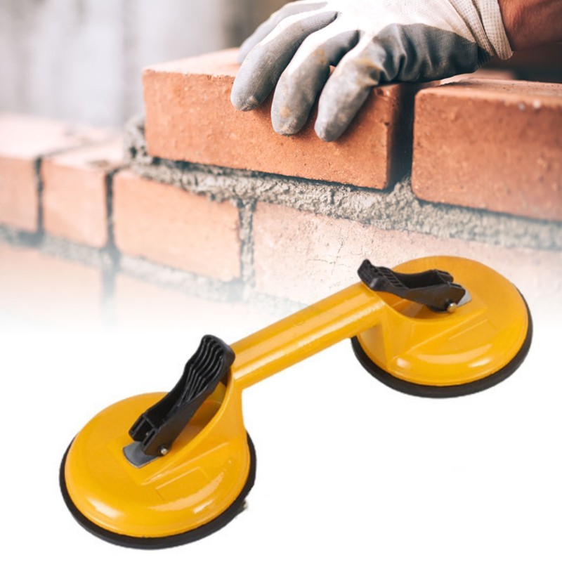 Yellow 2 Jaw Suction Cup Aluminium Alloy Professional Double Jaw