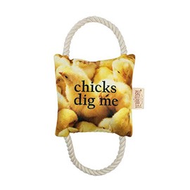 Territory Chicks Dig Me 2-Way Tug Dog Toy with Squeaker - Farm and Ranch Collection Tug of War Squeaky Interactive Play Dog Toy Gifts for Small Medium and Large Dogs