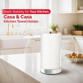 Casa & Casa Pacific Kitchen Towel Holder, Free Standing Paper Holder, Chrome Finished, Crafted for Modern Kitchen & Dining Table, Pack of 1, Kitchen Accessory, Sturdy & Durable Design, Compact, White