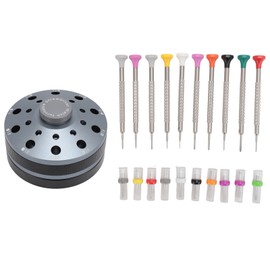 10pcs Professional Screwdrivers Set 0.6‑2.0mm Flat Crossing Type Stainless Steel Watchmaker Screwdrivers Kit with 20 Tips for Jewelry Glasses Grey