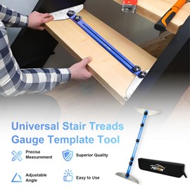 FEITON Stair Tread Template Tool with Portable Storage Bag, Stair Tread Shelf Layout Tool Set Measuring (Blue), S1, Blue+Bag