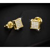 Mens Ladies 14K Gold Over Silver Lab Diamond Earrings Screw