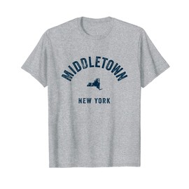 Middletown New York NY Vintage 70s Sports Design Navy Print T-Shirt