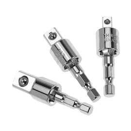 Socket Adapter Set, Socket Conversion Adapter for Hex Axis, Square Electric Drill Socket, Impact Short Socket Set, Insertion Angle 0.25 inches (6.35 mm), 1/4 inch, 3/8 inch, 1/2 inch Socket Wrench Set of 3