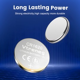 Vtreneg 10 Pack CR1620 Battery, 1620 3V Lithium Coin Button Battery for Key Fob Airtag Watch Car Remote Calculator LED Light - Long Lasting