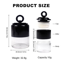 2PCS Plastic Loose Powder Case Round Face Powder Container Jar with Lid Mirror and Sponge Puff Mini Portable Makeup Jar DIY Cosmetic Storage for Blusher Powder 10Gram