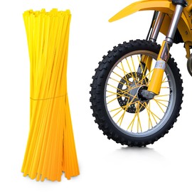 E-riding 72Pcs Spoke Covers Spoke Skins for 8''-21'' Rims - Easy Install, Durable Spoke Dcorations and Protector for Bicycle Dirt Bike Motorcycles Wheelchair - Yellow