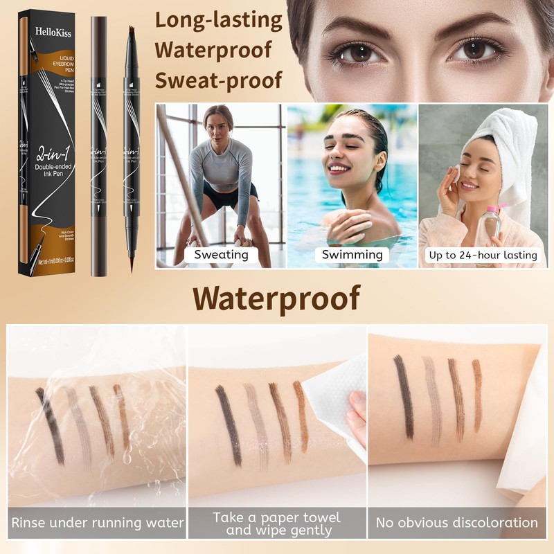 Magic Eyebrow Pencil, Microblading Eyebrow Pen, 2-in-1 Waterproof Eyebrow Pencil