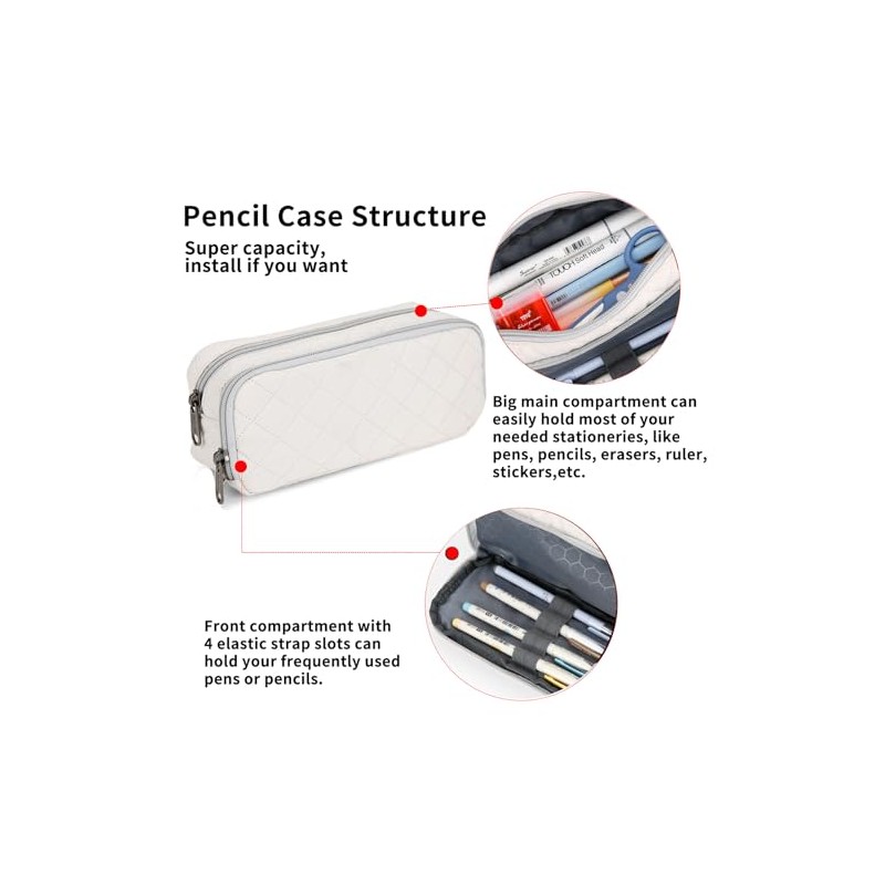 Della Gao Pencil Case 2 Compartments Large Capacity Pencil Pouch