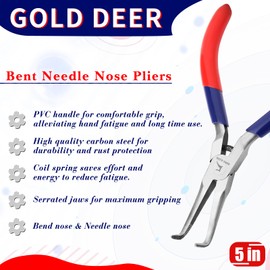 GOLD DEER Tapered Radio Pliers, Needle Remover Pliers, Mini, Precision Tools, Bent Pliers, Lead Pliers, Extra Fine Needle Nose Pliers, Micro Nose Pliers, Fine Pliers, For Accessories, Jewelry Making, Handicrafts, DIY Professional, Hobby, Electrical Wirin