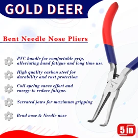 GOLD DEER Tapered Radio Pliers, Needle Remover Pliers, Mini, Precision Tools, Bent Pliers, Lead Pliers, Extra Fine Needle Nose Pliers, Micro Nose Pliers, Fine Pliers, For Accessories, Jewelry Making, Handicrafts, DIY Professional, Hobby, Electrical Wirin