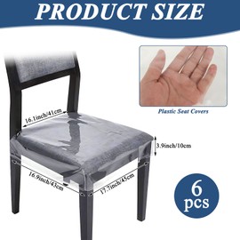 LDXDRU 6 Pack Plastic Chair Covers for Dining Chair, Clear Chair Seat Cover Plastic Covers, PVC Seat Chair Protector, Waterproof Kitty Scratch Resistant Clear Chair Covers for Chair