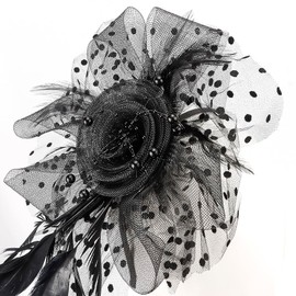 AOPRIE Fascinators Hats for Women Tea Party Flower Fascinator Headband for Women Girls Black, 1 Pack