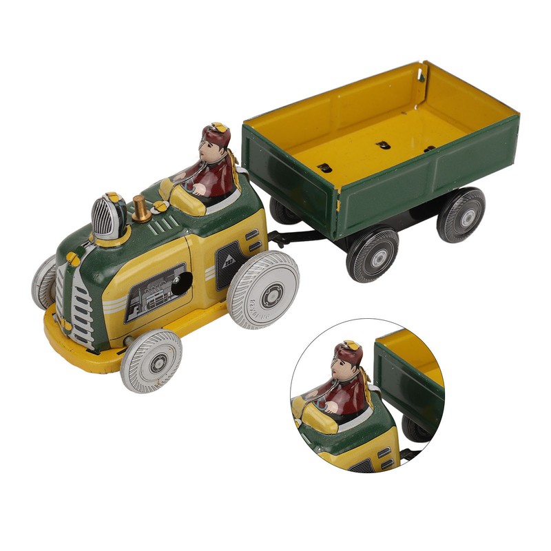 Wind Up Metal Walking Toy Tinplate Tractor Nostalgic Handmade Delicate