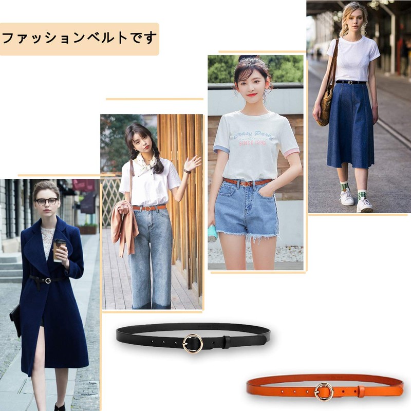 ifullrich Genuine Leather Belt, Women's, Thin, Large Size, Cowhide Leather,