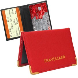 AKH® Bus Pass Wallet Credit Travel Rail ID Holder for Oyster Card Lot Leather Wallet UK (Red)