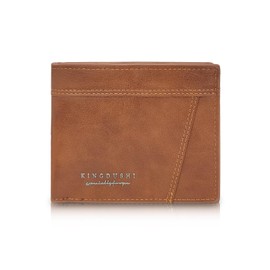 MultiValue Men's Wallet, Large Capacity, Foldable Card Wallet with Card Slot, ID Card Window, Leather Wallet with Zip and Coin Compartment, brown, B