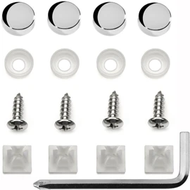 LFPartS Stainless Steel License Plate Frame Screws Fasteners + Chrome Caps