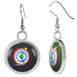 Arthwick Store Vector Illustration of Dart Board Game on Green Earrings
