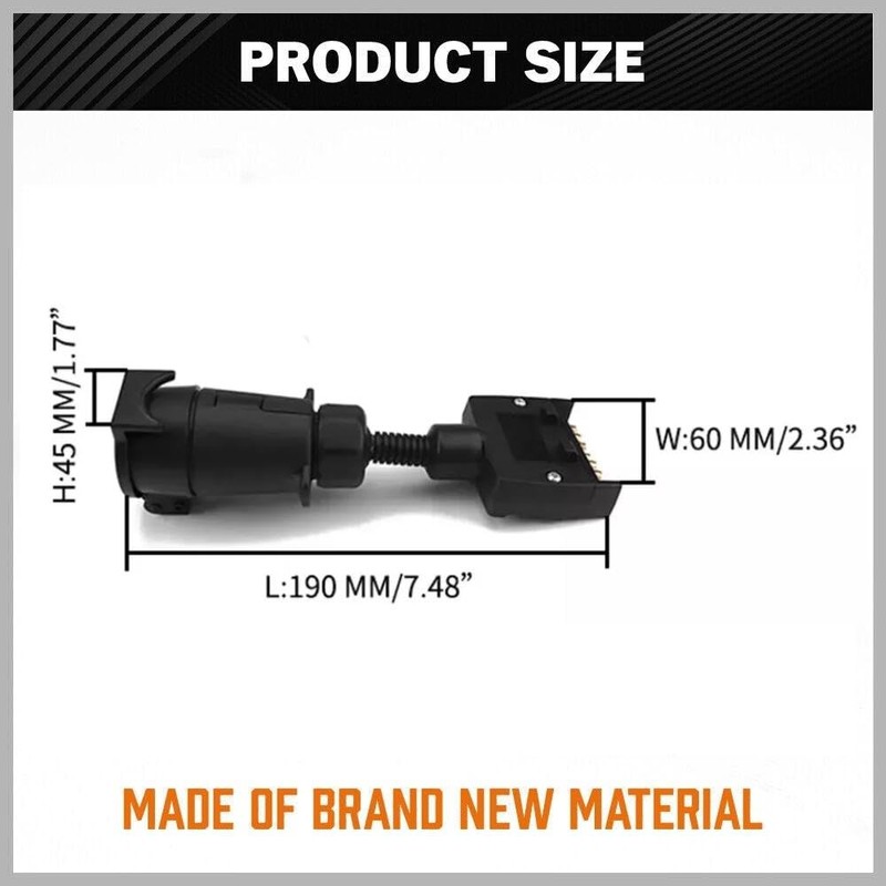 7 Pin Round Male Plug to 7 Pin Flat Female