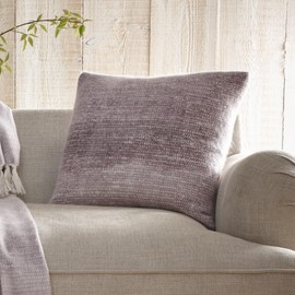 Drift Home - Mauve Gradient Cushion (43 x 43cm) - Sustainable Recycled Cotton - Filling/Padding Included - Textured Cushion with Mauve Dip Dyed Insert - Matching Throw Available