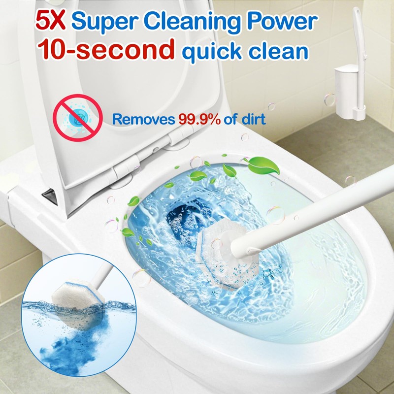 Disposable Toilet Brush Cleaning System, with 40 Pcs Brush Bowl