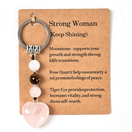 Natural Healing Crystals Keychain – A Thoughtful Gift for Life's Transitional Moments, New Beginnings, Anxiety Relief, Farewells & Celebrations Graduation, Promotion – (Strong Woman-Keep Shining)