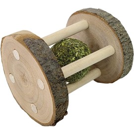 Opemg Hamster Rabbit Chew Toy Natural Wooden Play Toy, Wood Teeth Care Molar Ball Grinding Toy with Bell for Parrot, Rabbit, Chinchilla, Molar BallHamster Small Animals Toys Pet Supplies