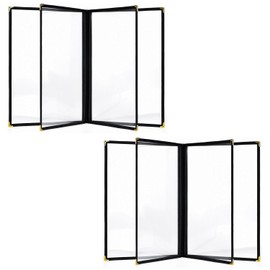 Clear Restaurant Menu Covers, Letter Size Holders with Double Panels, Metal Corners (8.5 x 11 in) (2)