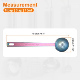 sourcing map 2pcs Single Measuring Spoon 1tbsp (3tsp, 15ml) Teaspoon/Tablespoon 304 Stainless Steel Single Tiny Square Bowl Measuring Spoon Long Handle Measure Scoop, Multicolor