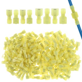 Glarks 100pcs 12-10 Gauge Fully Insulated Female Male Spade Nylon Quick Disconnect Electrical Insulated Crimp Terminals Connectors Assortment Kit