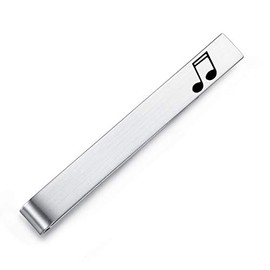 Honey Bear Music Note Quaver Mens Tie Clip Bar - Normal Size Stainless Steel for Business Wedding Gift,5.4cm,Brushed SIlver