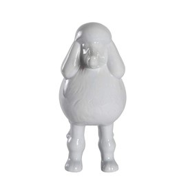 Nayothecorgi Ceramic Dog Statue - Shiny Grey Standing Poodle Dog Statue - Decorative Dog Sculpture for Garden or Home Décor - Poodle Dog Outdoor Statue - (9” x 3.5” x 9.25”)