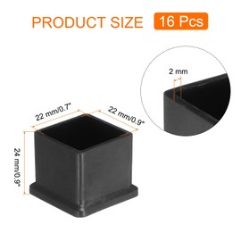 sourcing map 16pcs Square Chair Leg Caps PVC Chair Leg Floor Protectors Non-Slip Chair Feet Covers for Hardwood Floors Furniture Protectors, Black, 22 x 22 MM