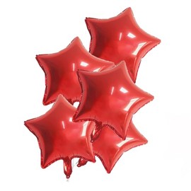 5Pcs Red 18 Inch Foil Star Heart Balloons,Natural Latex Balloons for Men Women Girl Birthday, Valentines Day,Propose Marriage,Wedding, Bridal Shower, Graduation, Casino Theme Party Decorations